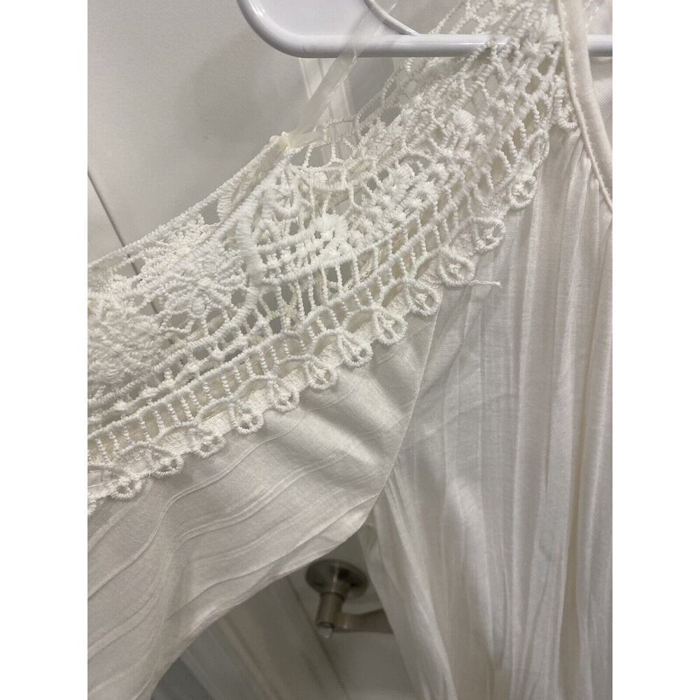 New York Laundry Off White Lace Cold Shoulder Bow Tie Front Key Hold Neck Small - Picture 3 of 5